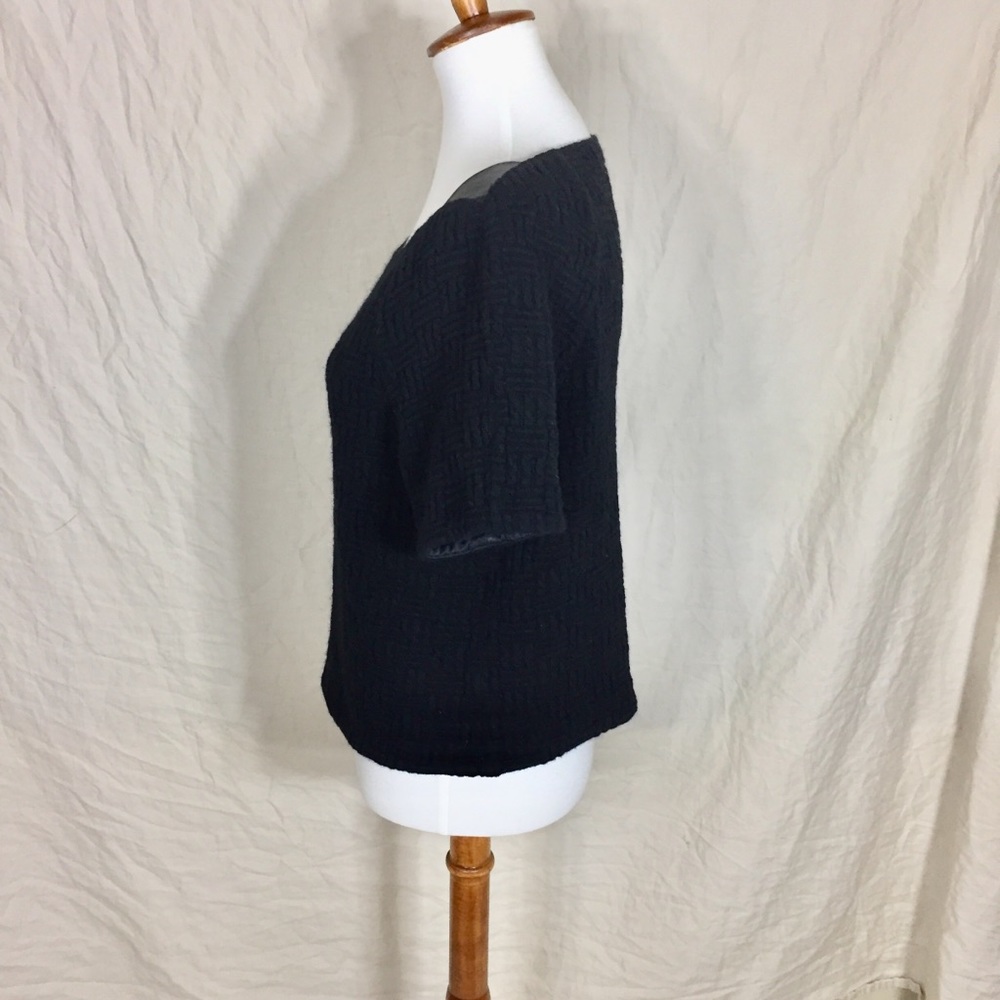 7FAMK Jacquard Black Crop Top with Leather Accents - Picture 4 of 7